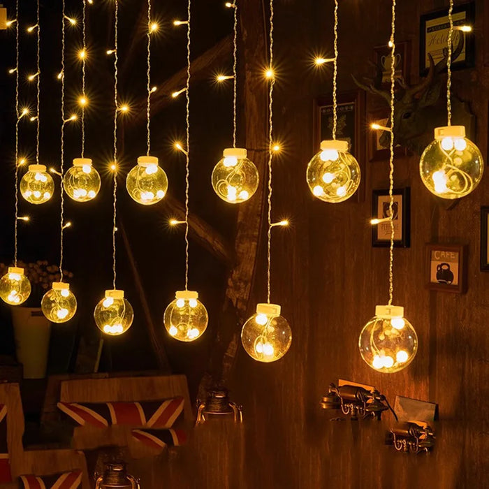 3M Solar LED Wish Ball Curtain String Light Christmas Globe Curtain Fairy Light Garland Holiday for New Year Party Wedding Decor