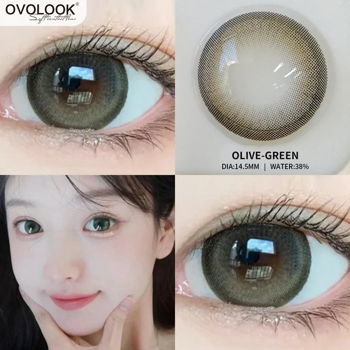 1 Pair Contact Lenses Natural Pupil Color Lens Eyes for Myopia Half A Year Use OVOLOOK-10 Colors