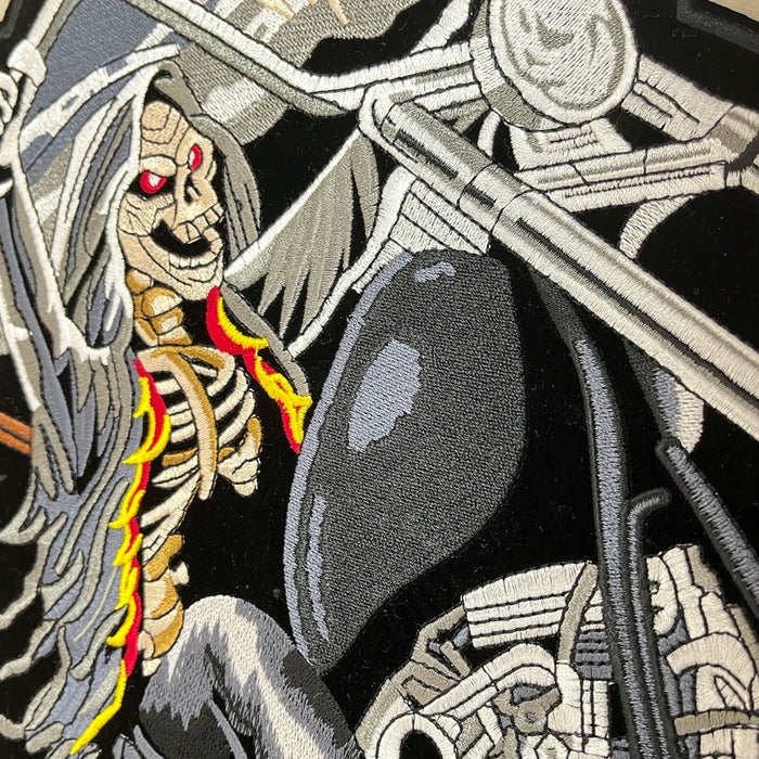 Biker Skull Iron/Sew-On Embroidery Patches for DIY Rock Jacket - Large Back Patch Badge