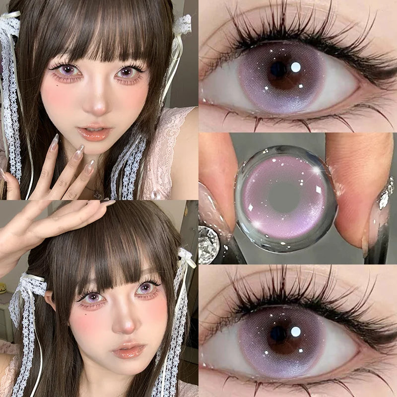 Cosplay Colored Contact Lenses 2Pcs Myopia Halloween Anime Cyber Pink Color Contacts YMX