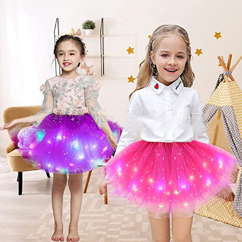 LED グローライトチュチュスカート妖精衣装ガールキッズライトアップスカート結婚式誕生日パーティー 30 センチメートルコスプレプリンセスチュチュスカート