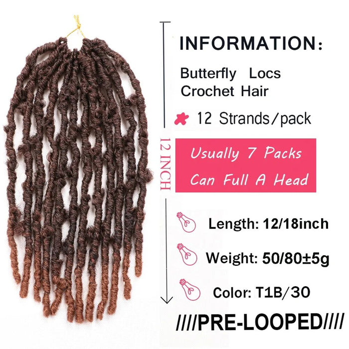 Hair Nest Butterfly Locs Hair Pre Looped Hair for Distressed Locs Crochet Hair Synthetic Hair Extensions for Black Women