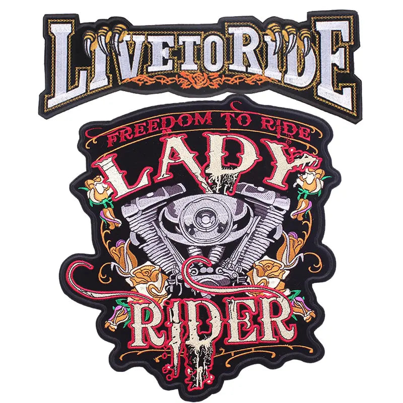 Biker Skull Iron/Sew-On Embroidery Patches for DIY Rock Jacket - Large Back Patch Badge