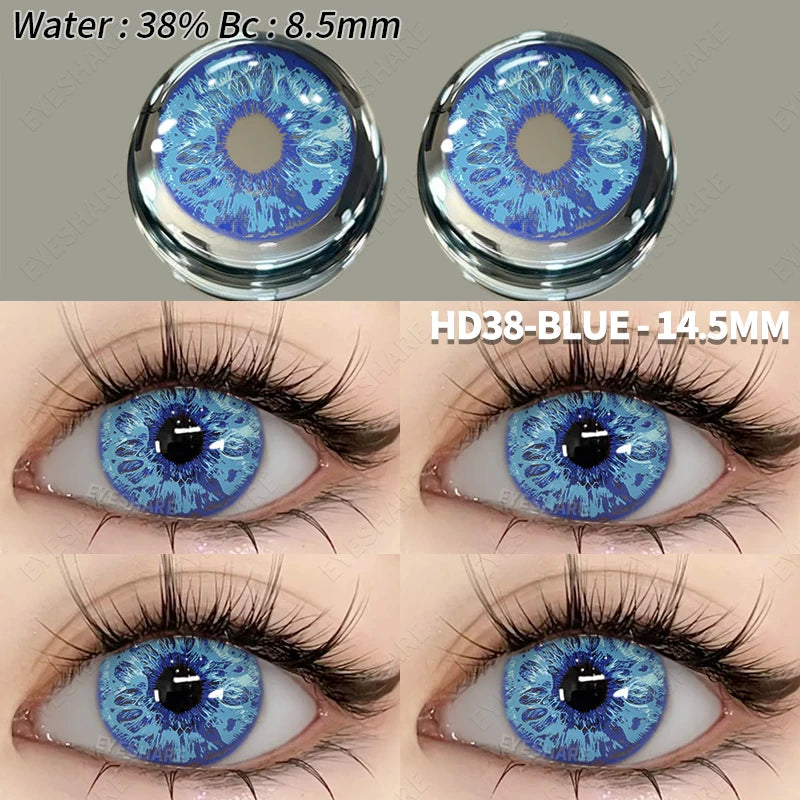 EYESHARE 1 Pair Halloween Colored Contact Lenses for Eyes Cosplay White Crazy Contact Lenses Anime Blue Eye Lenses Black Lenses