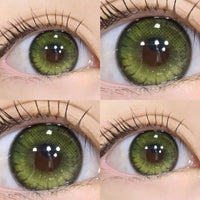YIMEIXI 2Pcs New Colored Lenses Myopia Prescription Green Eyes Contacts Lens