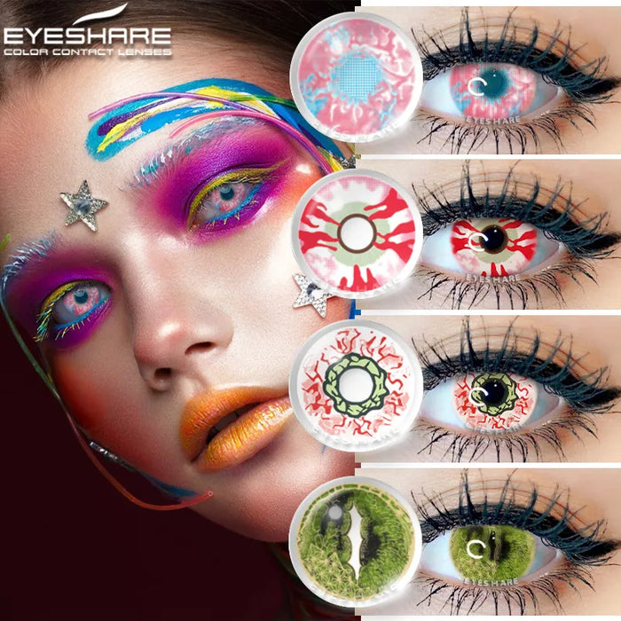 Color Contact Lenses For Eyes 1Pair Anime Cosplay Colored Lenses Blue Red Halloween Lenses Contact Lens Beauty Makeup