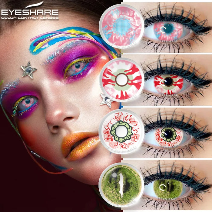 EYESHARE カラーコンタクトレンズ目 1 ペアアニメコスプレカラーレンズ青赤ハロウィンレンズコンタクトレンズ美容メイク