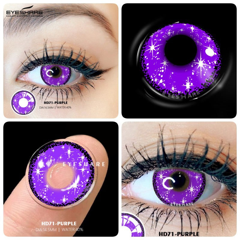Color Contact Lenses For Eyes 2pcs Cosplay Colored Lenses Blue Halloween Lenses Purple Contact Lens Yearly Eye Contacts