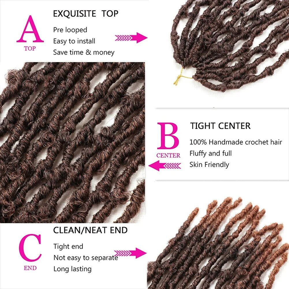 Hair Nest Butterfly Locs ヘアプレループヘア ディストレスト Locs かぎ針編みヘア 人工毛エクステンション 黒人女性用