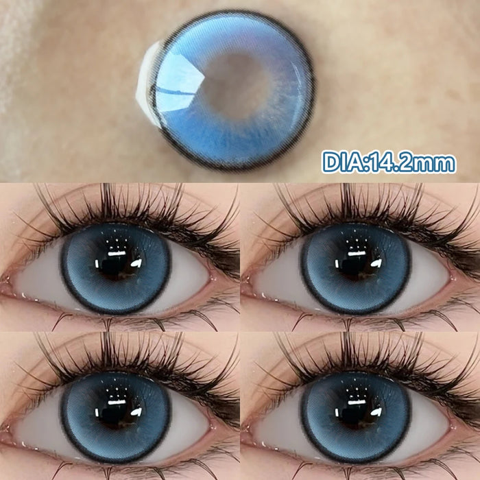 OVOLOOK-1 Pair Myopia Color Contact Lenses for Eyes with Prescription Makeup Eye Color Lenses Beauty Pupils Fashion Blue Lenses