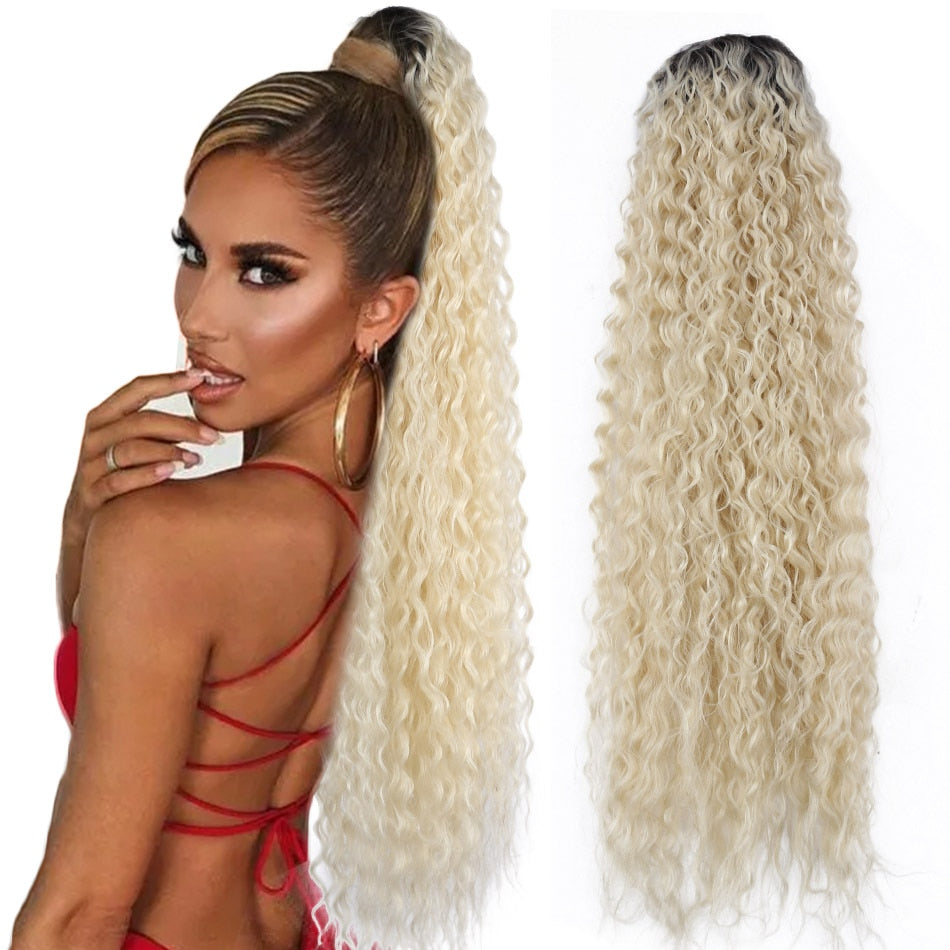 Long Curly Ponytail Extensions Synthetic Horse tails Curly False Tail For Women 32Inch Hairpiece Ponytail Hair Extensions