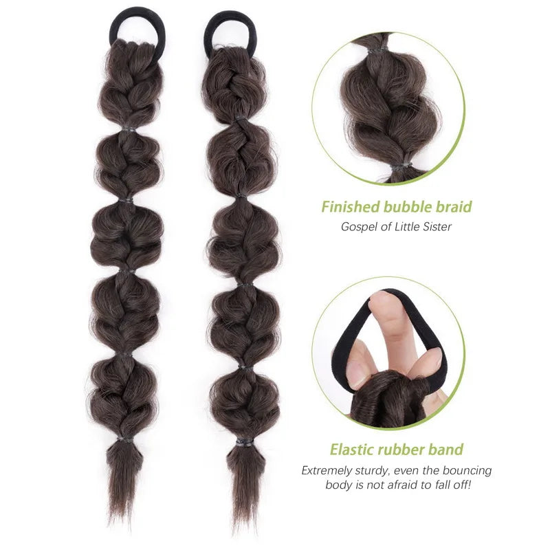 New Korean Concubine Synthetic Bubble Twist Ponytail Elastic Wig Women Hair Side Natural Lantern Braid Black Hous Tail Hairpiece