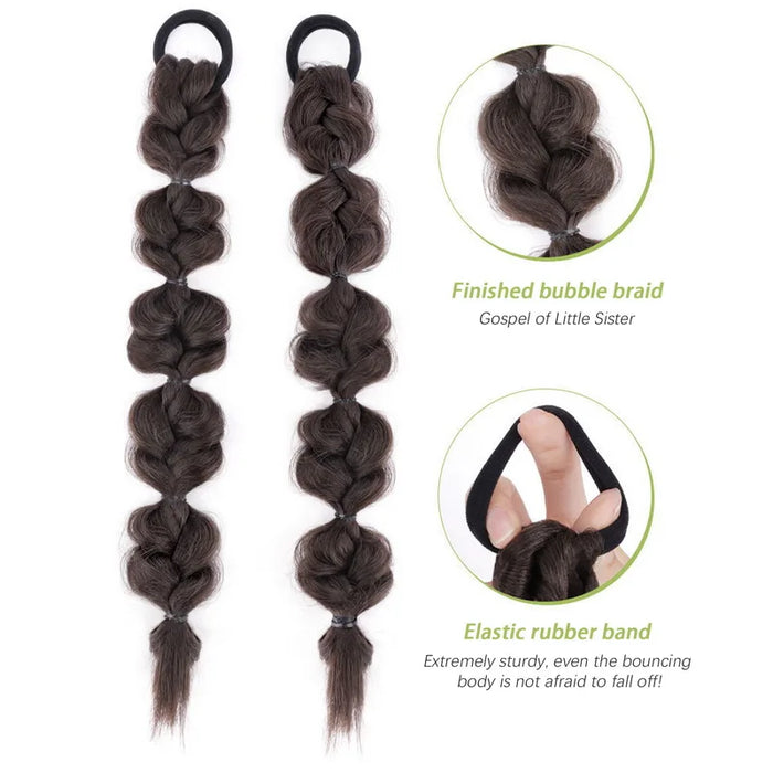New Korean Concubine Synthetic Bubble Twist Ponytail Elastic Wig Women Hair Side Natural Lantern Braid Black Hous Tail Hairpiece