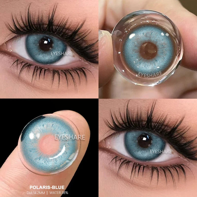 EYESHARE 1pair Colored Contact Lenses for Eyes Natural Brown Contact Blue Eyes Lenses Gray Contacts Yearly Green Pupils