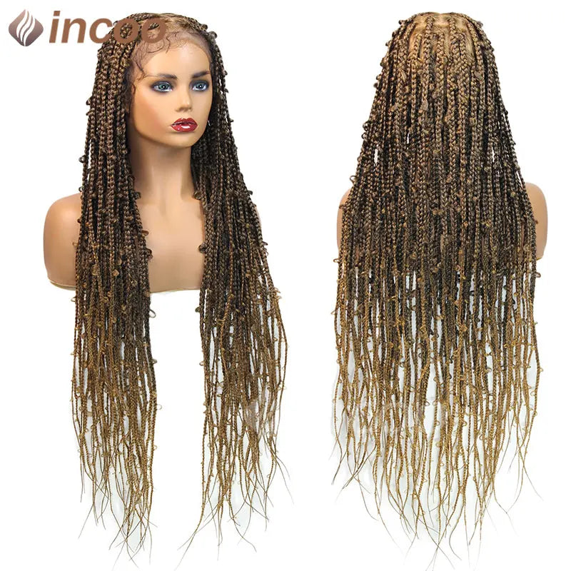 36 Inches Synthetic Lace Braided Wigs Butterfly Braids Lace Wig