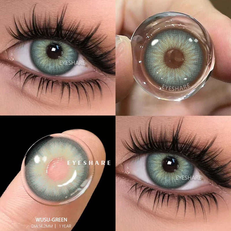 EYESHARE 1pair Colored Contact Lenses for Eyes Natural Brown Contact Blue Eyes Lenses Gray Contacts Yearly Green Pupils