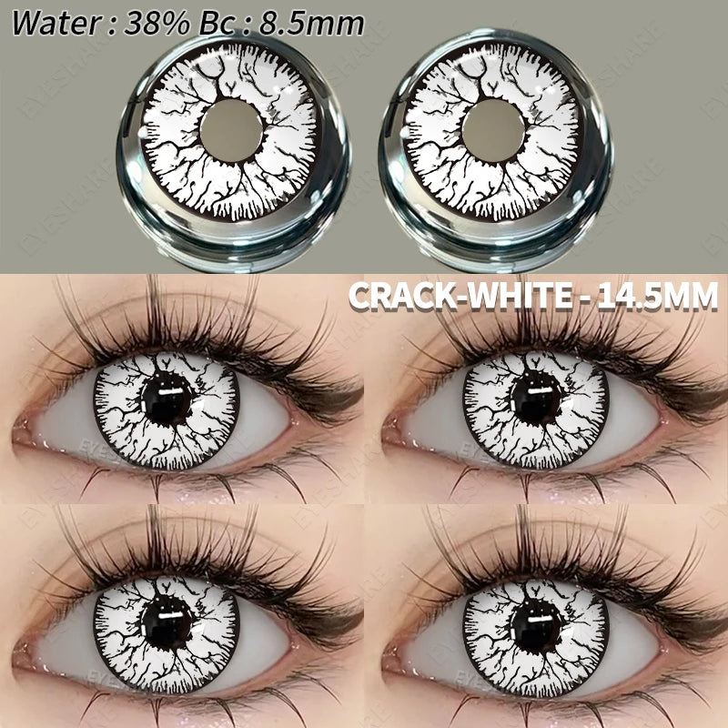 EYESHARE 1 Pair Halloween Colored Contact Lenses for Eyes Cosplay White Crazy Contact Lenses Anime Blue Eye Lenses Black Lenses