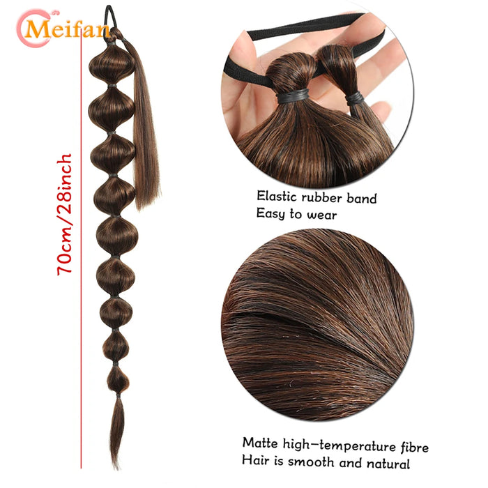 Synthetic Bubble Ponytail Lantern Braid Black Brown Afro Bubble Long Braids