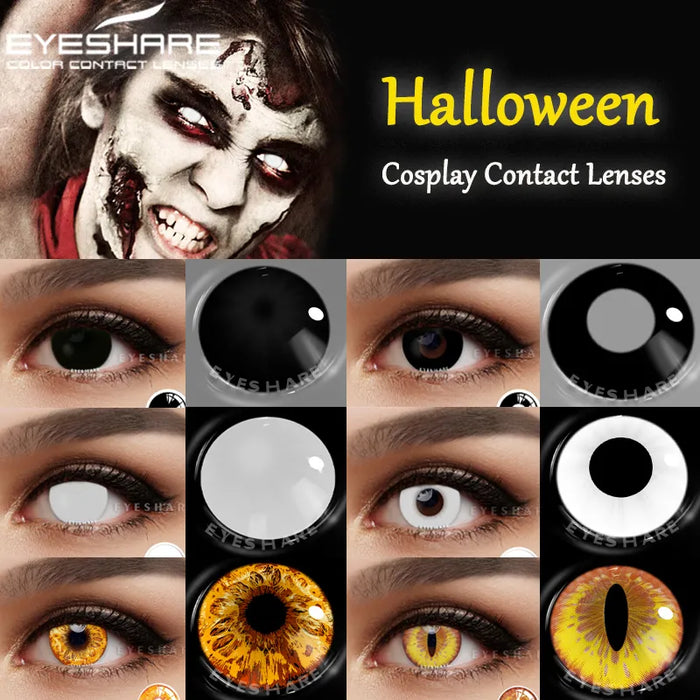 EYESHARE 2 個カラーコンタクトレンズ目用ブラックカラーレンズハロウィンアニメコスプレ年間レンズ美容白 EyeContacts レンズ
