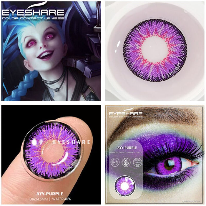 1pair Anime Cosplay Colored Lenses Blue Purple Lenses Yearly Contact Lens Beauty Makeup