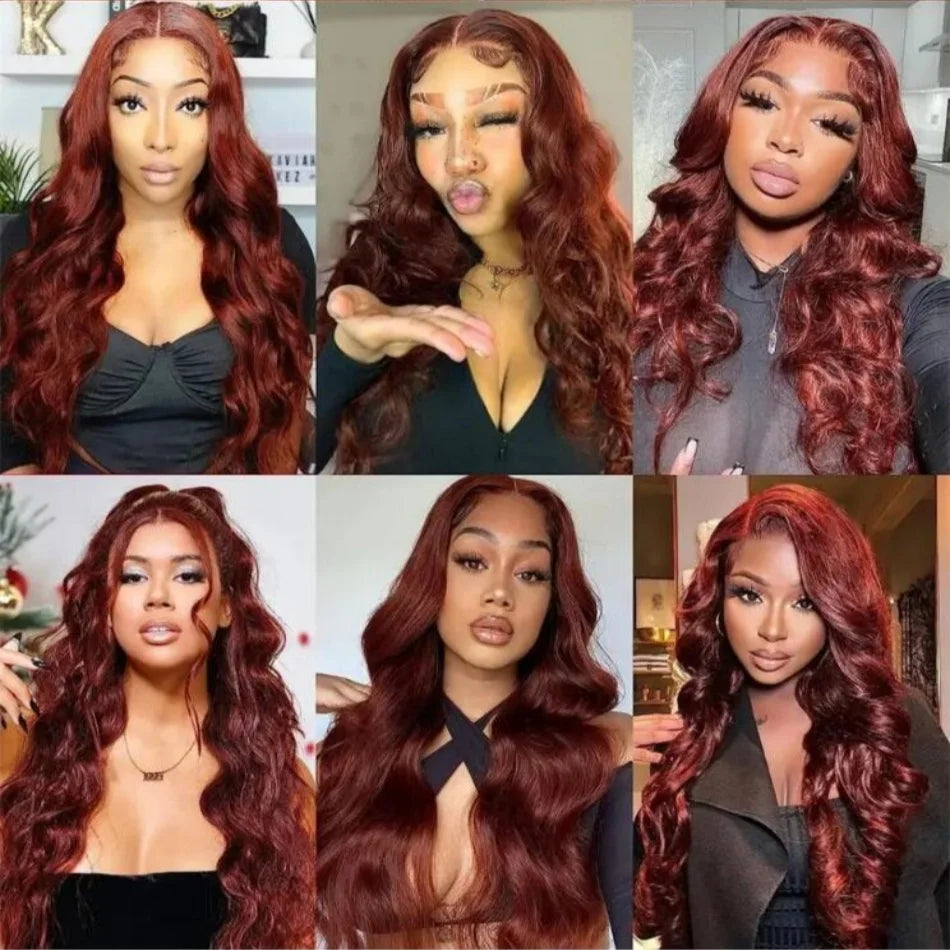 Reddish Brown Wig Body Wave 100% Human Hair Wigs 13x6 HD Lace Frontal Wig Brazilian 13x4 HD Lace Front Human Hair Wigs For Women