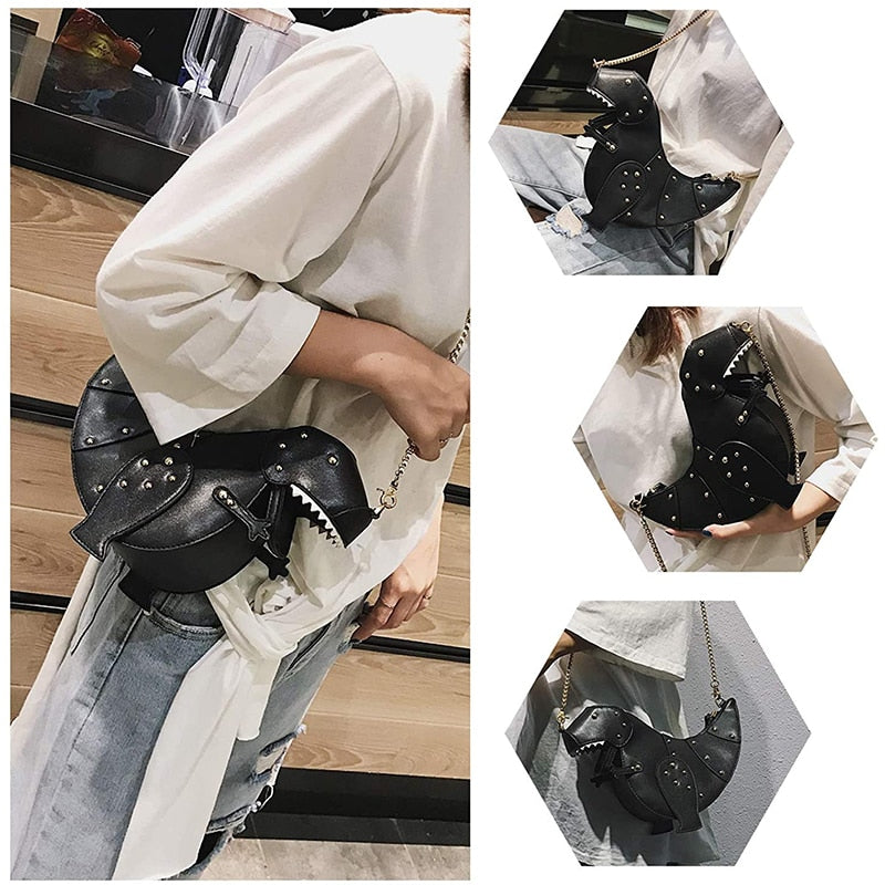 Dinosaur Design Rivets Women& Purses and Handbags Shoulder Chain Bag Designer Small  Crossbody Bag Female Clutch Bag Pu Leather