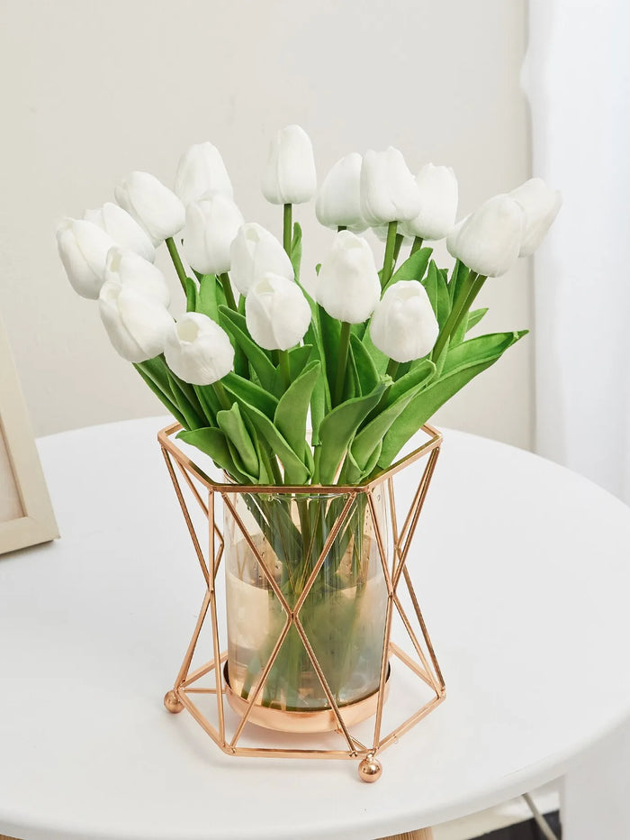 White Tulip Simulation Feel Tulip Flower Home Decoration Ornaments Wedding Photography Props Fake Flowers 10pcs/20pcs