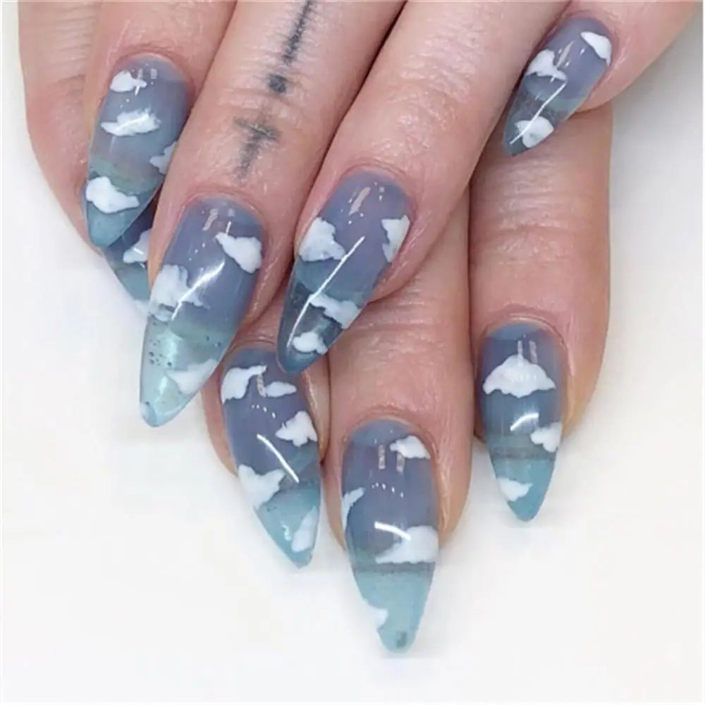 Super Long Fake Nails Coffin Glossy Artificial Plastics Impress Press on Nails False Girls Ballerina Full Cover Fingernails Tips