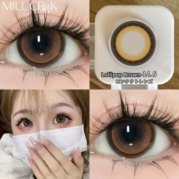 2PCS Yearly Korean Lenses Colored Contact Lenses for Eyes Myopia Lenses 0~-6.00 Big Eye Lenses Black Lenses YMX