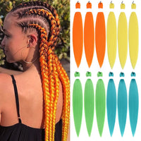 3PCS Braiding Hair Extension PreStretched Soft Yaki Synthetic Crochet Braid Hot Water Setting Green Pink Orange Yellow Hair