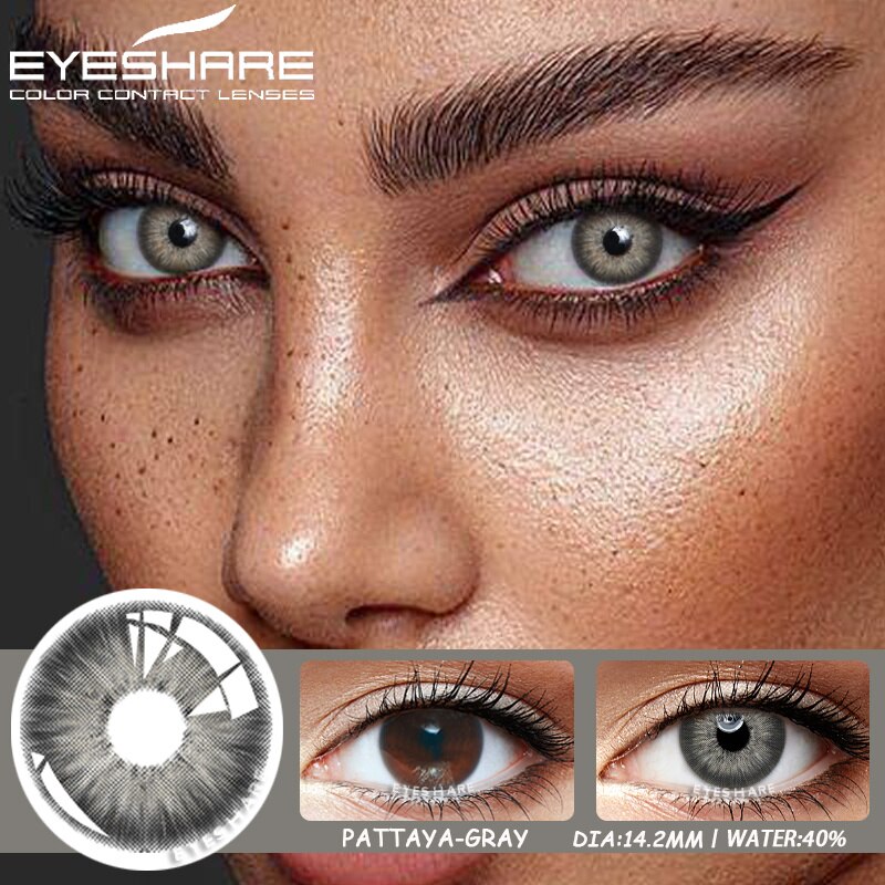 EYESHARE Color Contact Lenses for Eyes 2pcs Natural Brown Contact Lenses Gray Blue Lenses Yearly Beautiful Pupil Contact Lenses