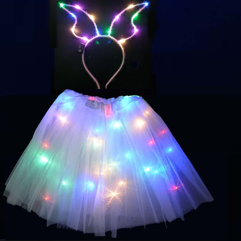 ライト LED フラワーガール子供服チュチュスカートプリンセスパーティートナカイ角カチューシャ鹿の耳誕生日クリスマスハロウィン