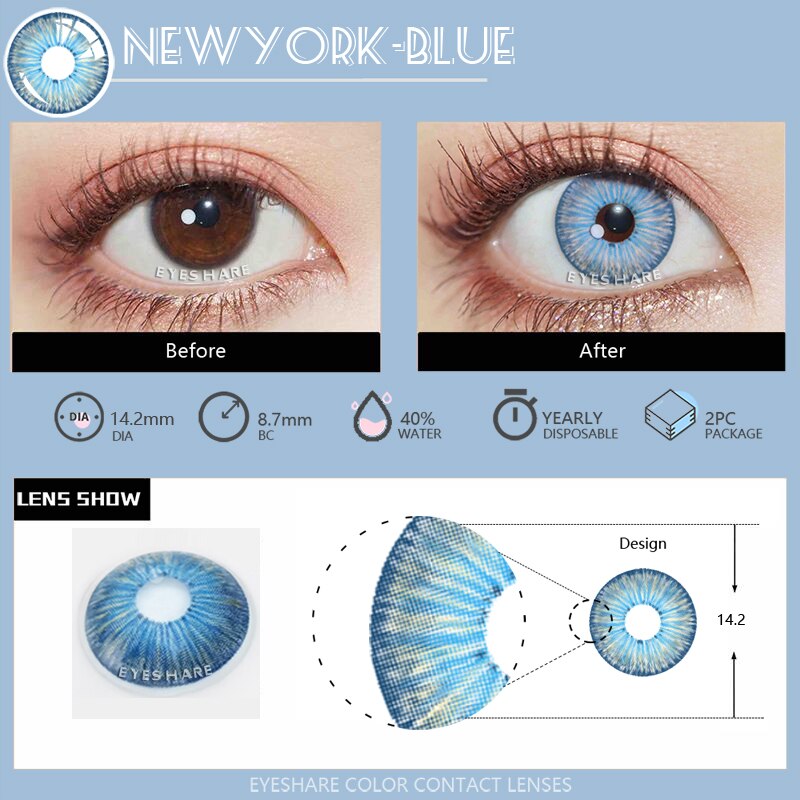 Cosplay Color Contacts Lenses for Eyes 2pcs Blue Green Colored Lenses Lens EYESHARE