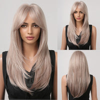 ALAN EATON Short Silky Straight Synthetic Wigs with Bangs Black Brown Lolita Bobo Wigs For Women Cosplay Daily Heat Resistant