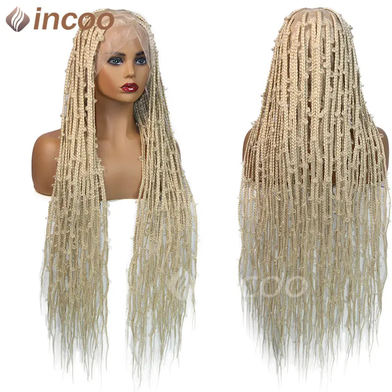 36 Inches Synthetic Lace Braided Wigs Butterfly Braids Lace Wig