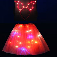 ライト LED フラワーガール子供服チュチュスカートプリンセスパーティートナカイ角カチューシャ鹿の耳誕生日クリスマスハロウィン