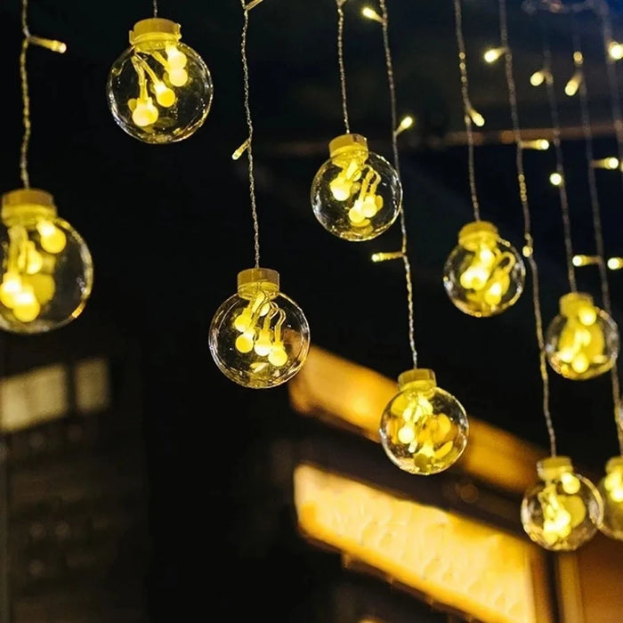 3M Solar LED Wish Ball Curtain String Light Christmas Globe Curtain Fairy Light Garland Holiday for New Year Party Wedding Decor