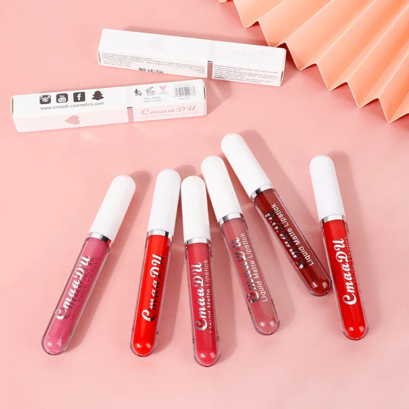 18 Colors Nude Lip Gloss Waterproof Matte Liquid Lipstick Long Lasting Non Sticky Cup Sexy Red Velvet Lip Tint Makeup Cosmetics