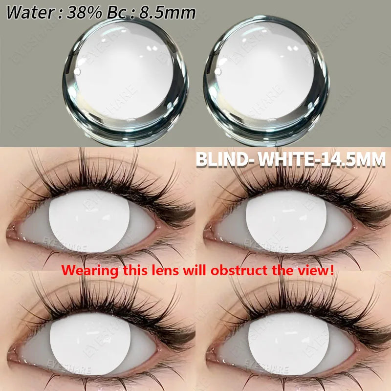 EYESHARE 1 Pair Halloween Colored Contact Lenses for Eyes Cosplay White Crazy Contact Lenses Anime Blue Eye Lenses Black Lenses