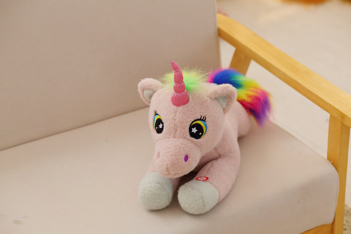 Kawaii 50CM Led Light Colourful Unicorn Plush Toy The Tail of the Rainbow Glowing Soft Present for Children Surprised Derocation