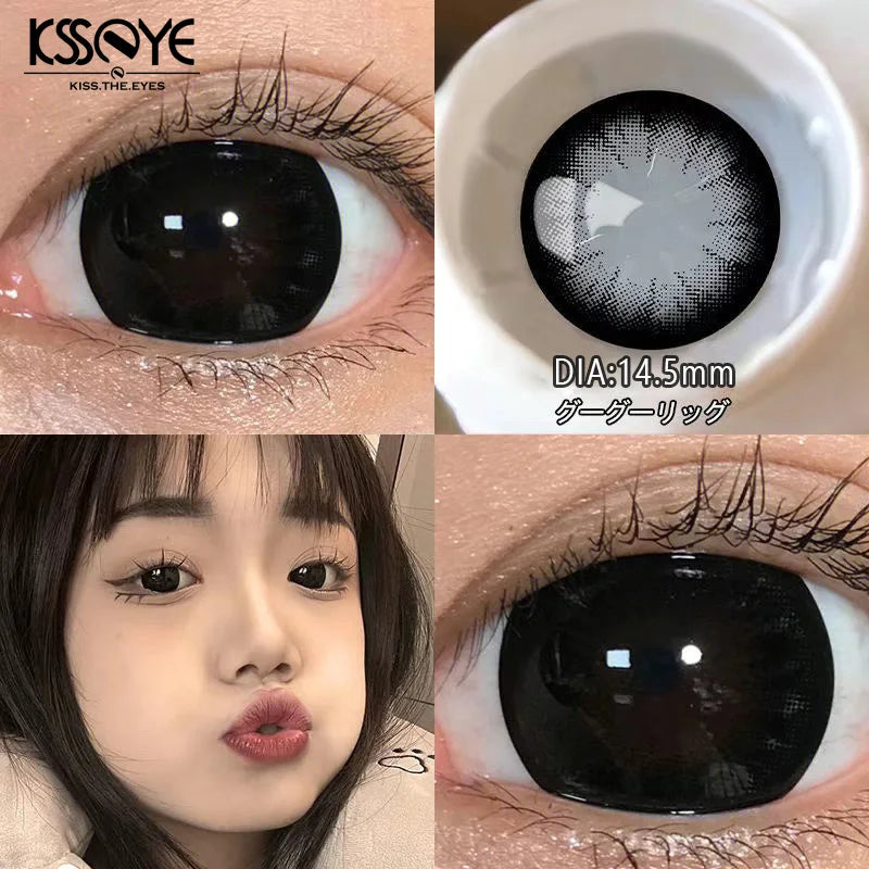 Black Large Diameter Color Contact Lenses Annual Soft Round Beautiful Pupils KSSEYE