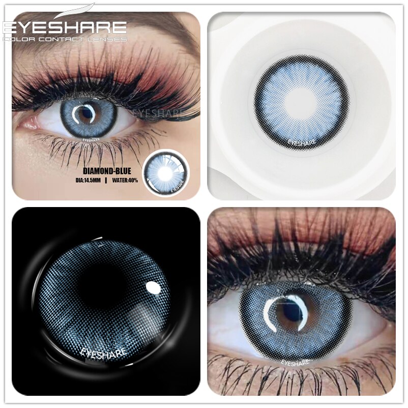 EYESHARE Eye Contacts 1pair DIAMOND Series BLUE Color Lenses Colored Contact Lens Beauty Eyes Cosmetic Eyecontact Contactlen