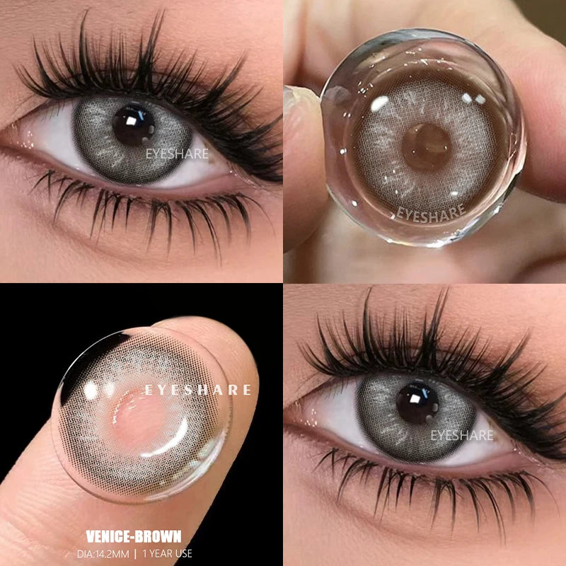 EYESHARE 1pair Colored Contact Lenses for Eyes Natural Brown Contact Blue Eyes Lenses Gray Contacts Yearly Green Pupils