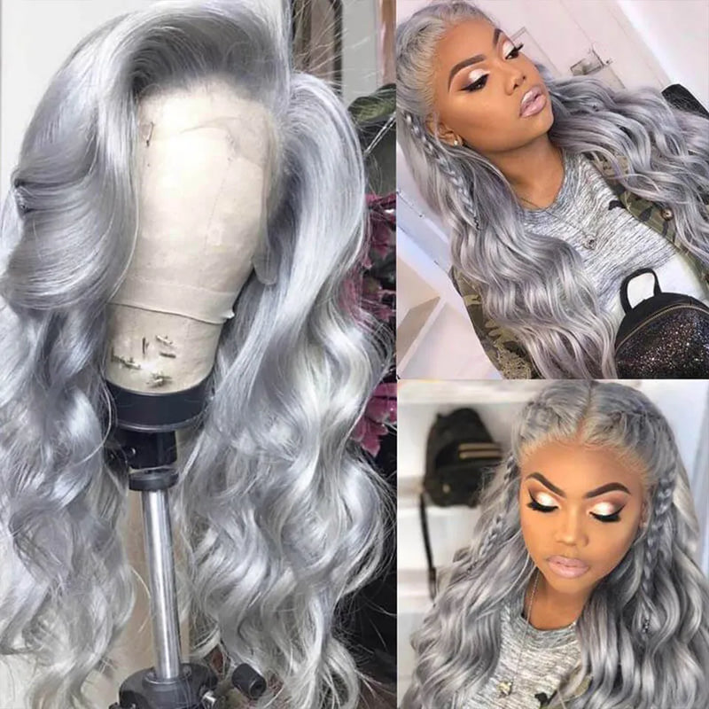 Gray Lace Front Wig Human Hair 13x4 Body Wave Lace Front Wig 4x4 Lace Closure Human hair Wigs