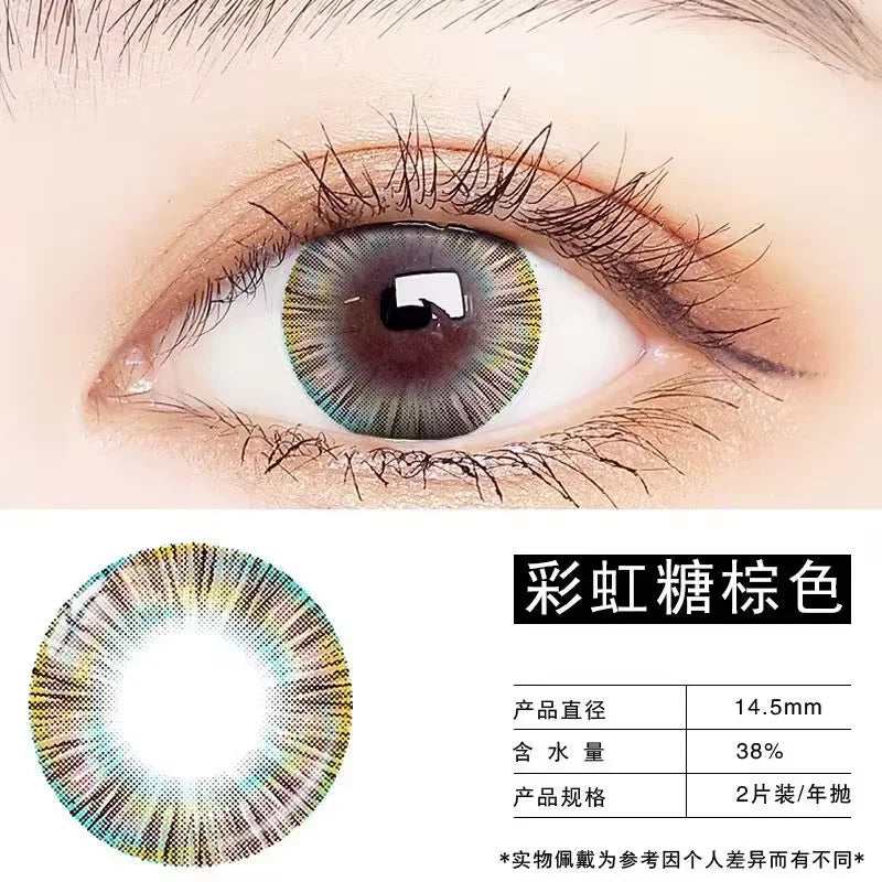 OVOLOOK-2pcs/pair Lenses Enlarge Eyes Fashion Contact Lenses for Eyes Colored Eyeglass Lenses Blue Purple Black Lens Yearly Use