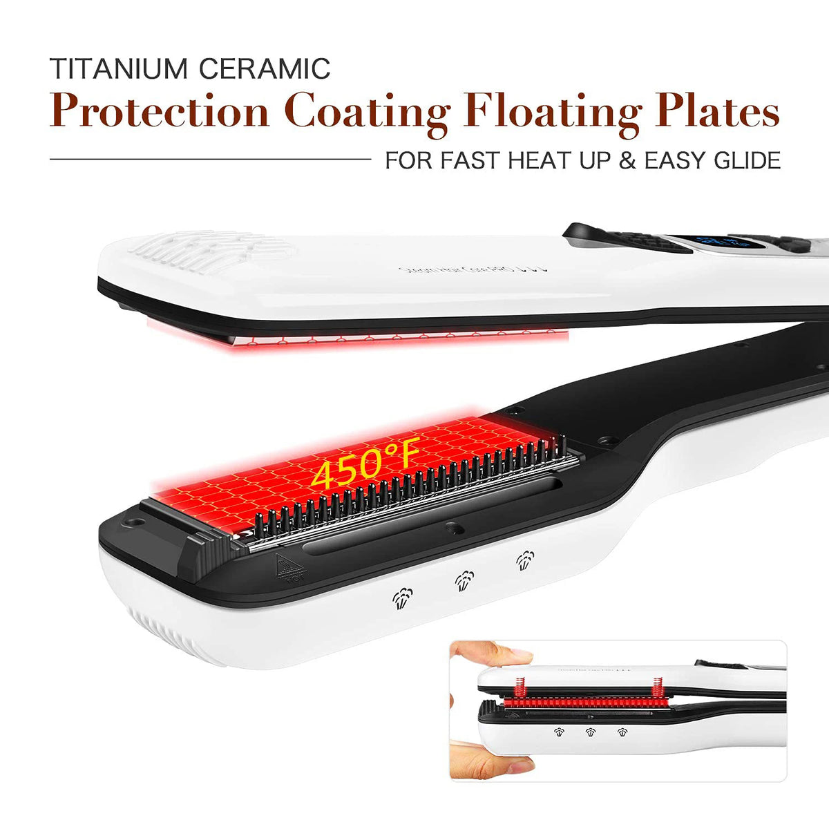Hair Straightener Heating Hot Hair Combs Dual Voltage Titanium Curling Iron Steam Flat Iron Hair Wide Plates Tools