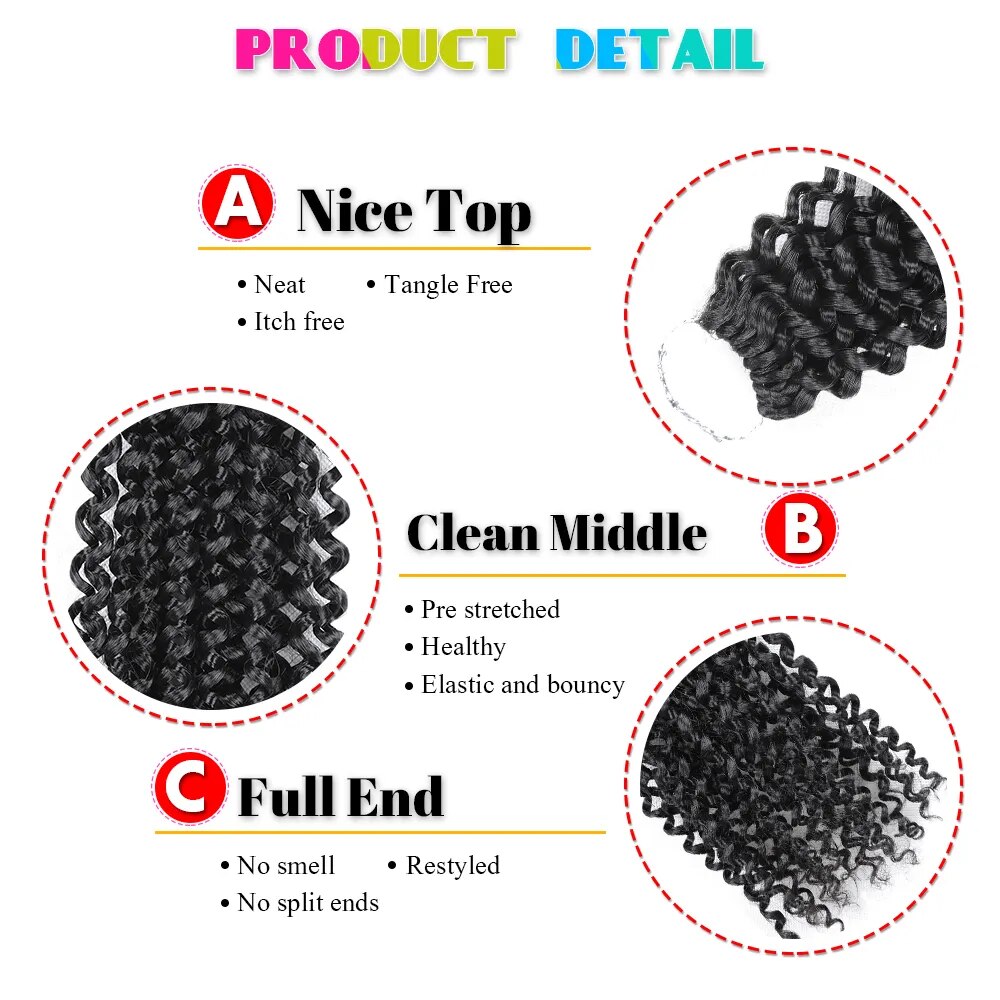 Pre Twisted Passion Twist Crochet Hair Synthetic Braiding Extension For Butterfly Locs 24Inch Pre-Looped Water Wave Crochet Hair