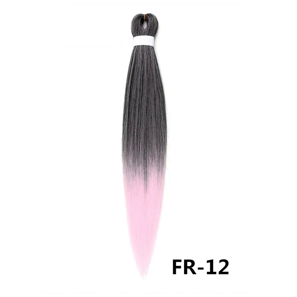 3PCS Braiding Hair Extension PreStretched Soft Yaki Synthetic Crochet Braid Hot Water Setting Green Pink Orange Yellow Hair