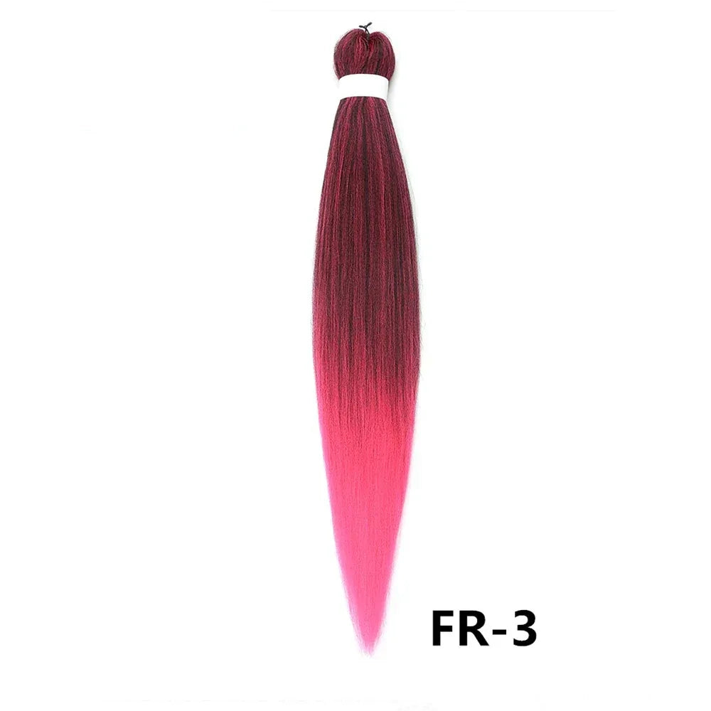 3PCS Braiding Hair Extension PreStretched Soft Yaki Synthetic Crochet Braid Hot Water Setting Green Pink Orange Yellow Hair