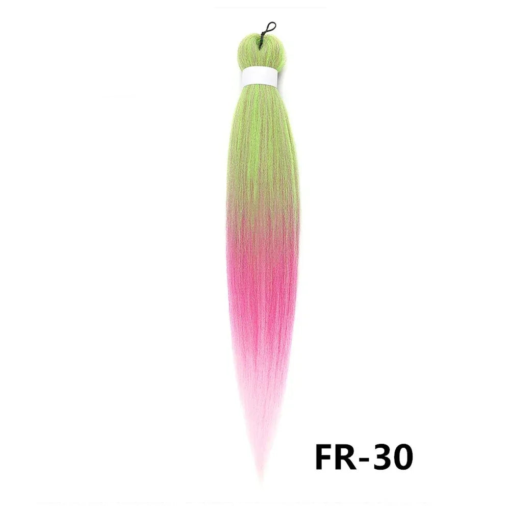 3PCS Braiding Hair Extension PreStretched Soft Yaki Synthetic Crochet Braid Hot Water Setting Green Pink Orange Yellow Hair